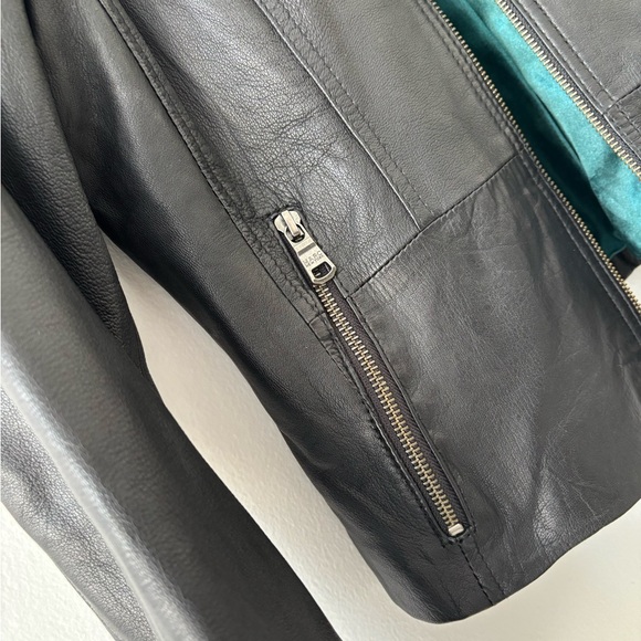 NWOT Marc New York Black Leather Moto Jacket M - Picture 7 of 13